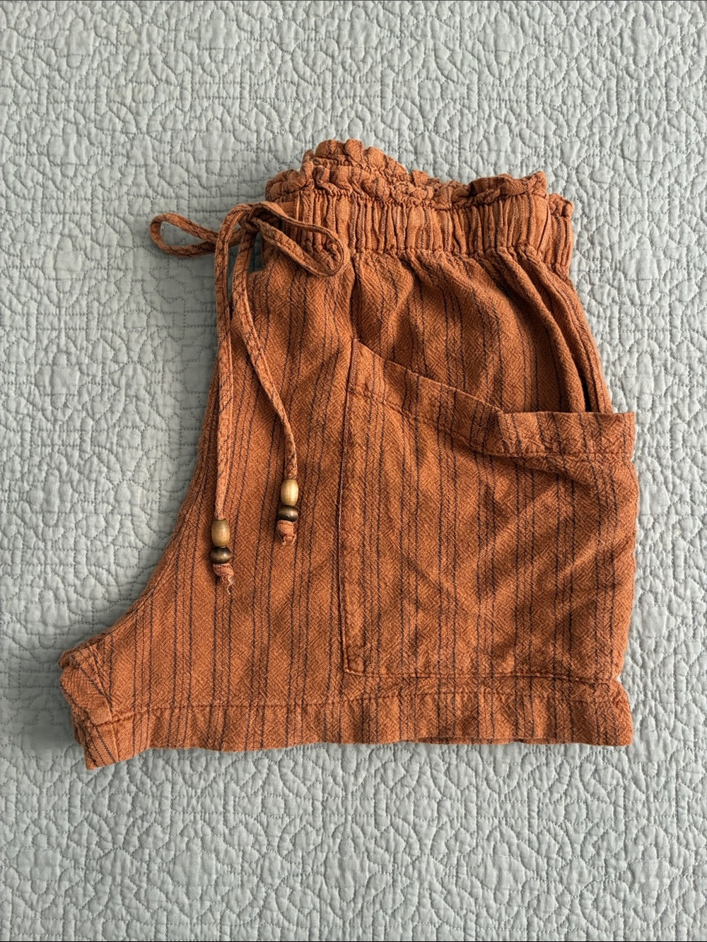 Urban Outfitters Lightweight High‑Waist Linen Blend Beaded Drawstring Shorts